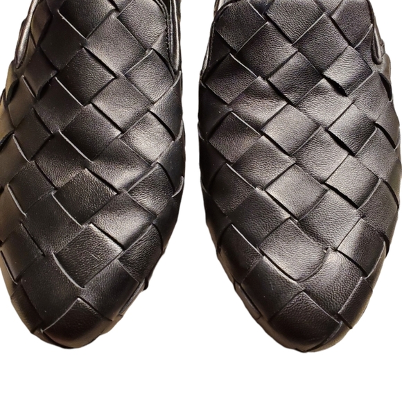 VERONICA BEARD WOVEN LEATHER LOAFERS SIZE 8.5, Black,EUC 2663 - Picture 5 of 12